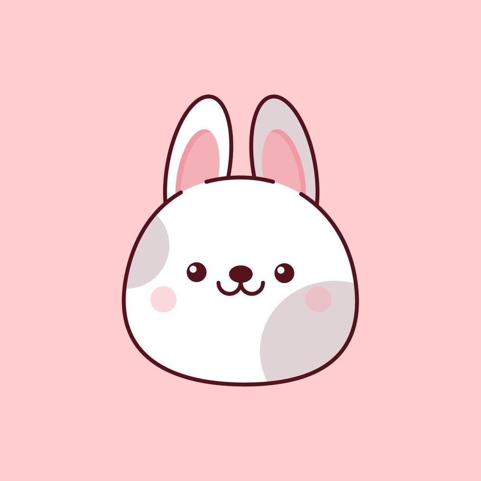 Cute white kawaii bunny with a smile vector
