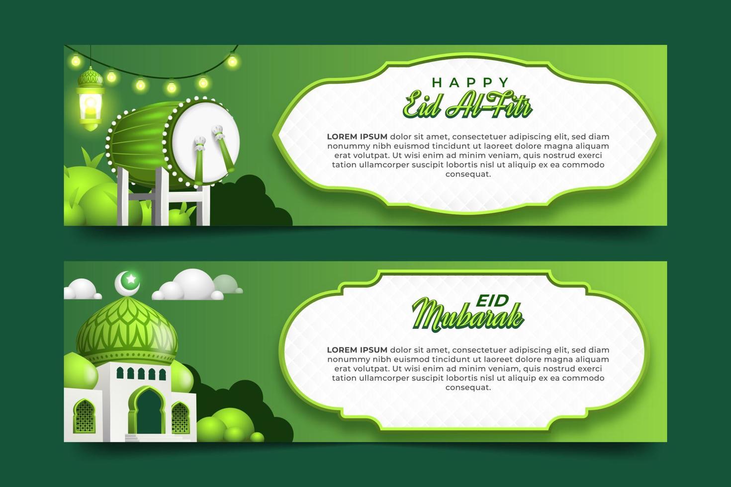 Eid Al-Fitr Banners with Text Space vector