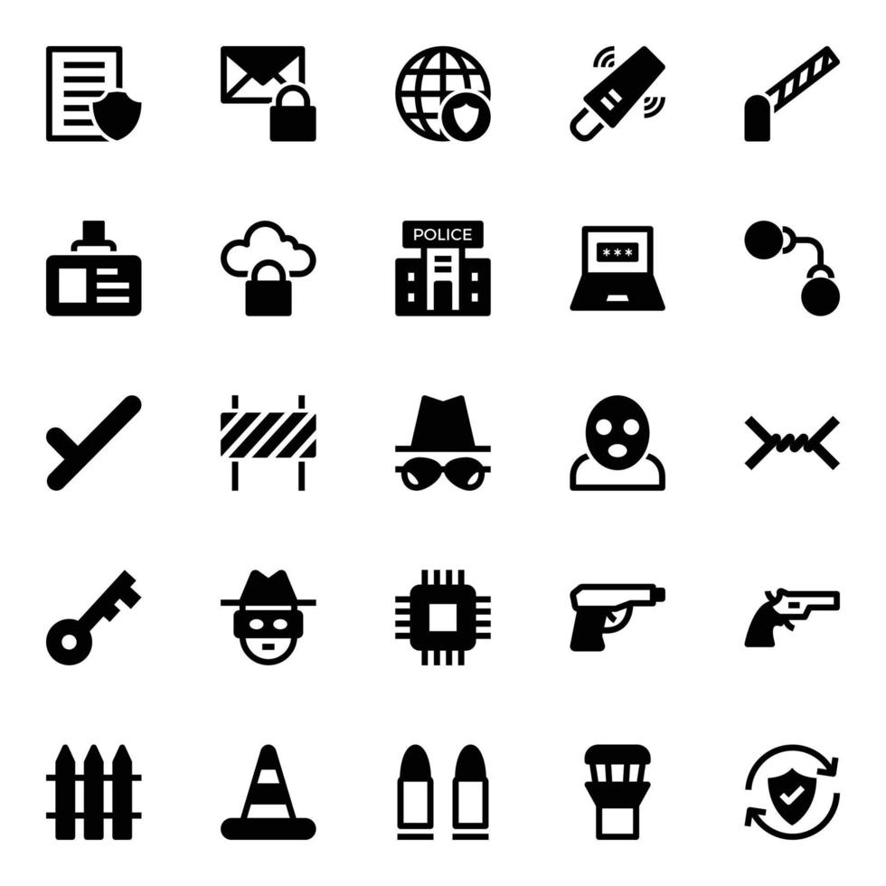 Glyph icons for Security. vector