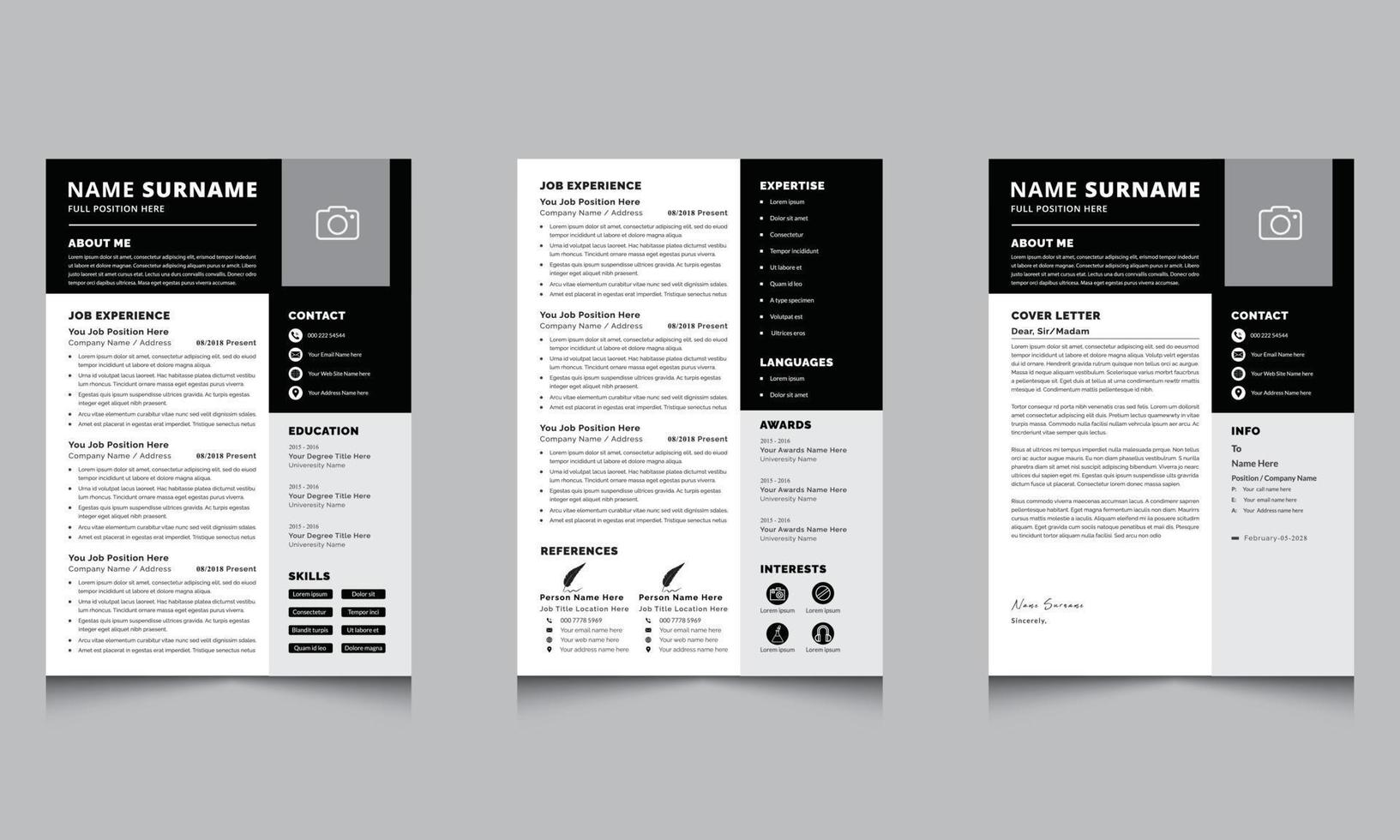 Creative Resume Templates Layout Black and White Design Now vector