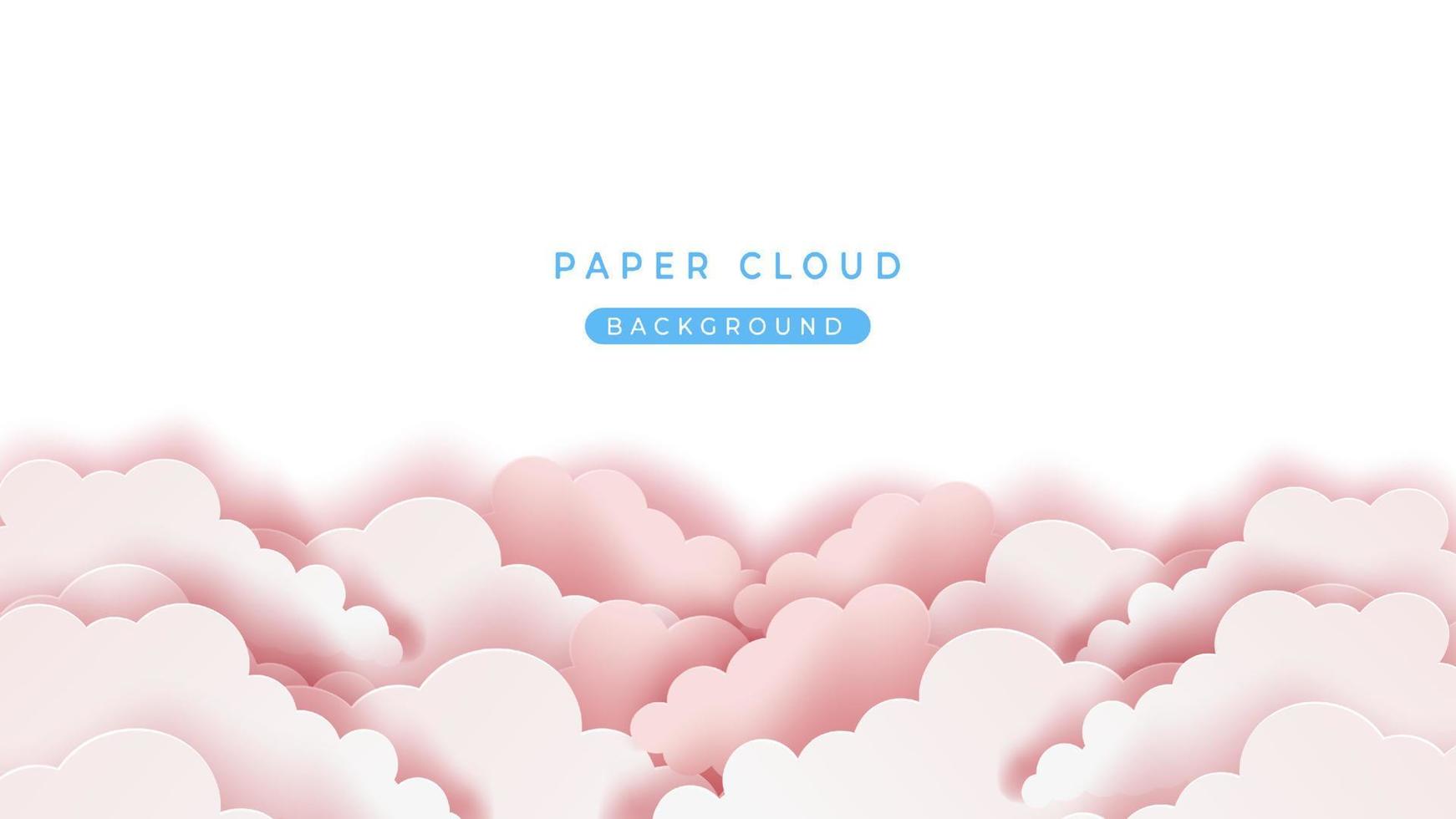 pink paper cloud background with copy space vector