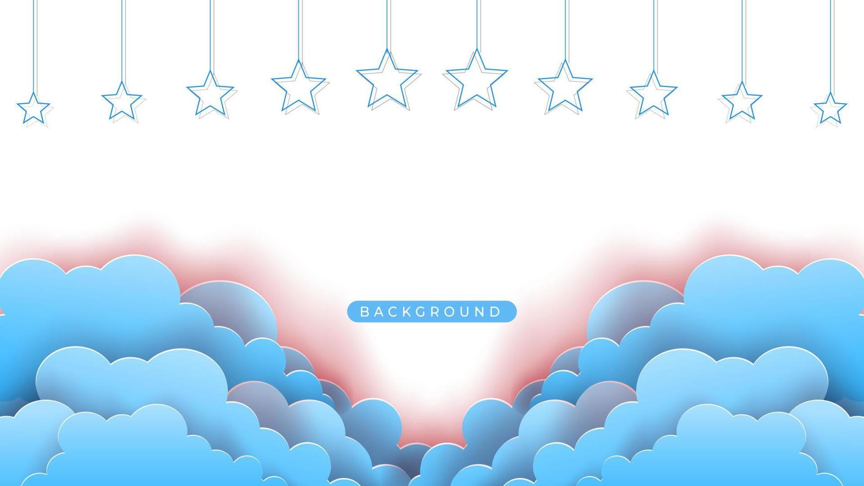 blue paper cloud background with copy space vector