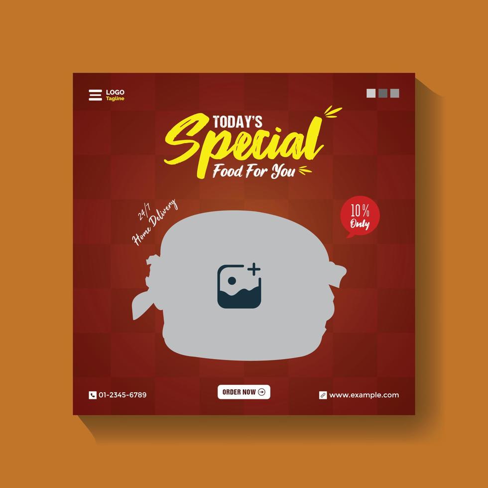 Special food menu social media promotion square banner template vector