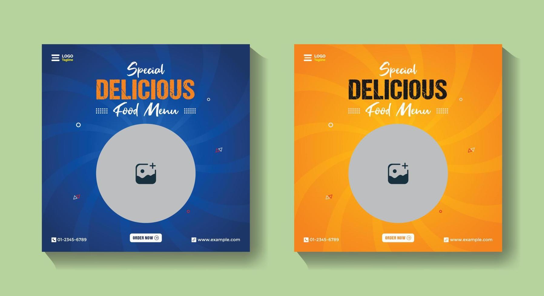 Social media post banner with delicious food menu concept vector