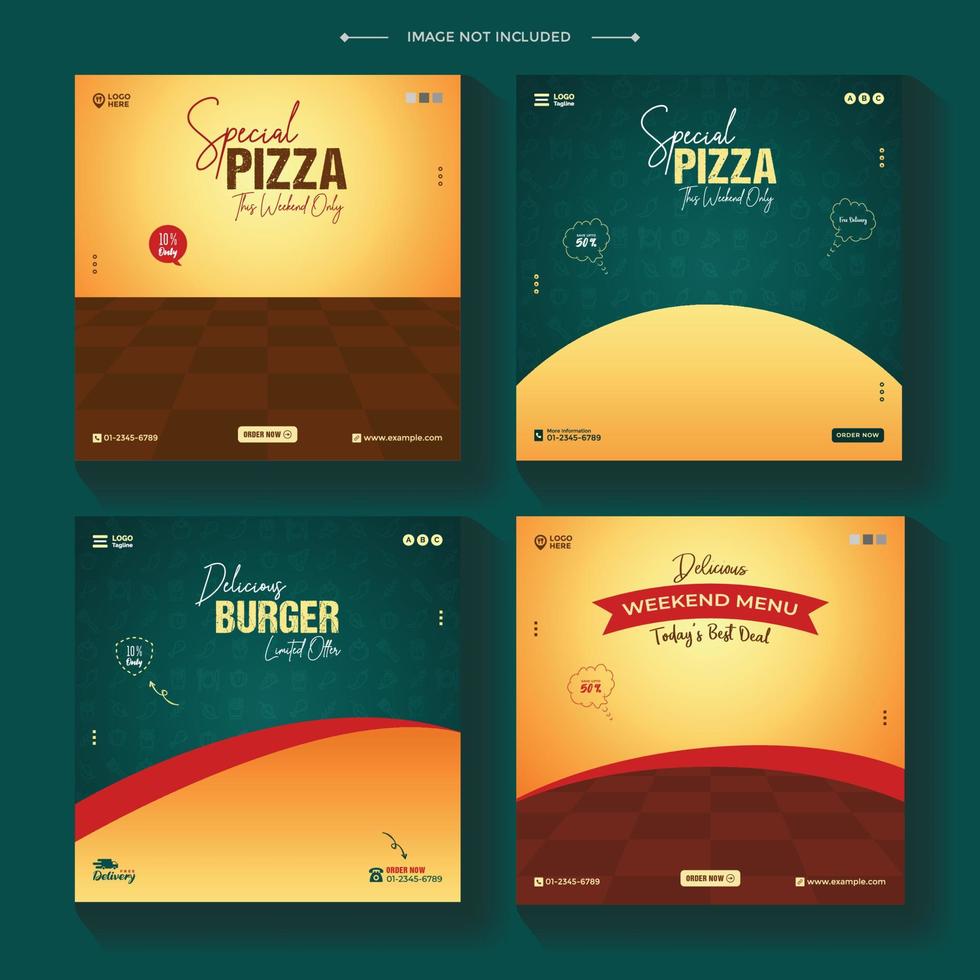 Special food menu social media promotion post and restaurant square banner template vector