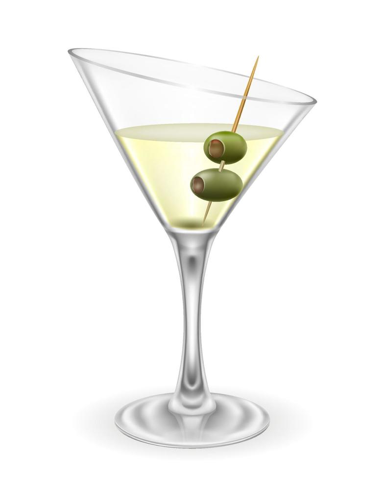 martini cóctel alcohólico bebida vaso vector ilustración aislado en blanco antecedentes