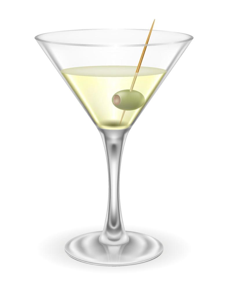 martini cocktail alcoholic drink glass vector illustration isolated on white background