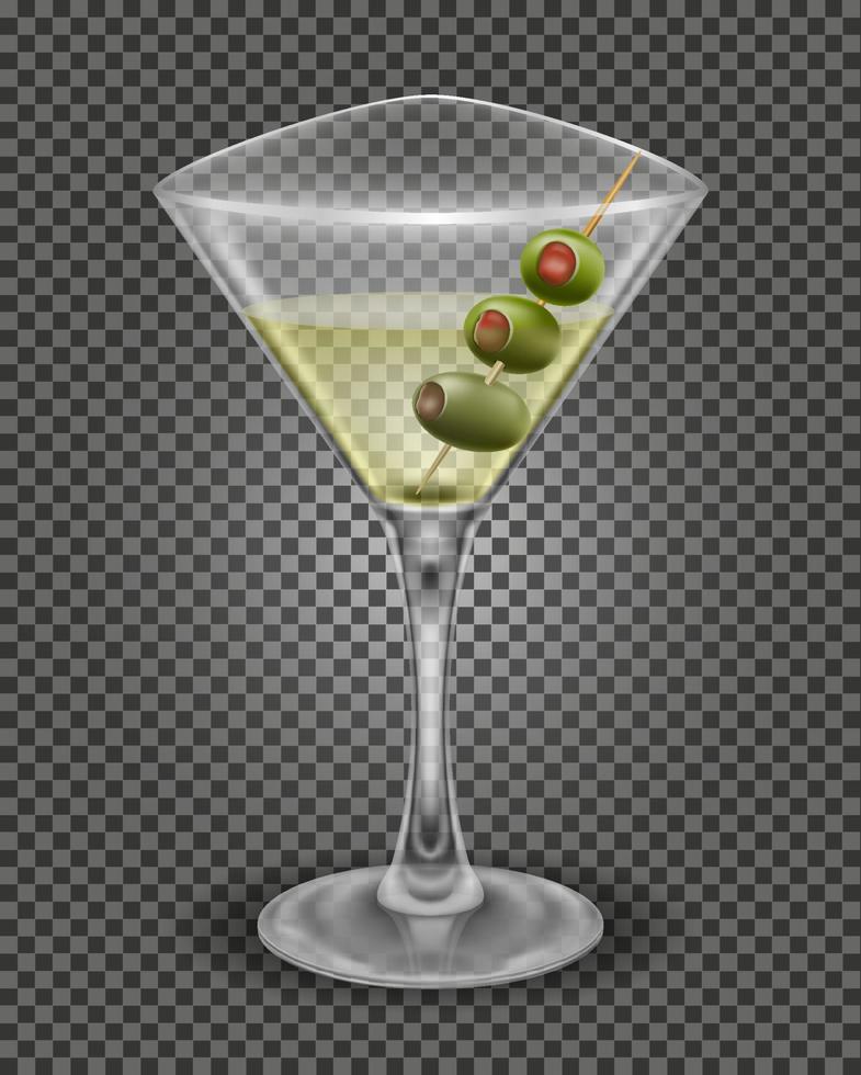 martini cocktail alcoholic drink glass vector illustration isolated on white background