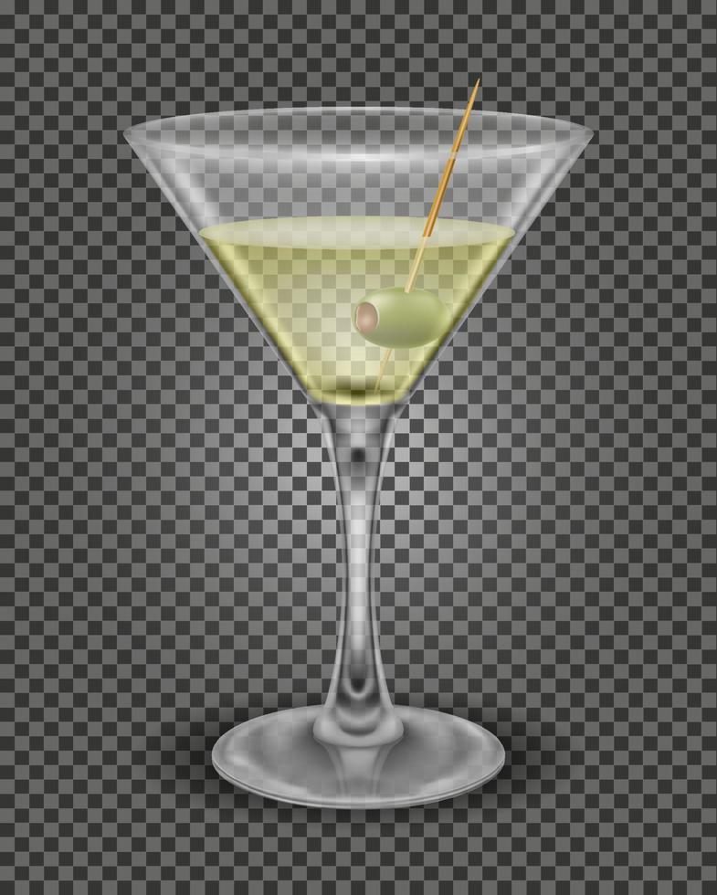 martini cocktail alcoholic drink glass vector illustration isolated on white background