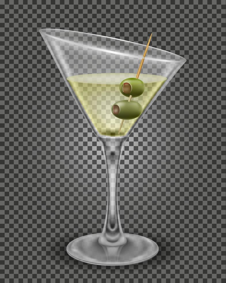martini cocktail alcoholic drink glass vector illustration isolated on white background