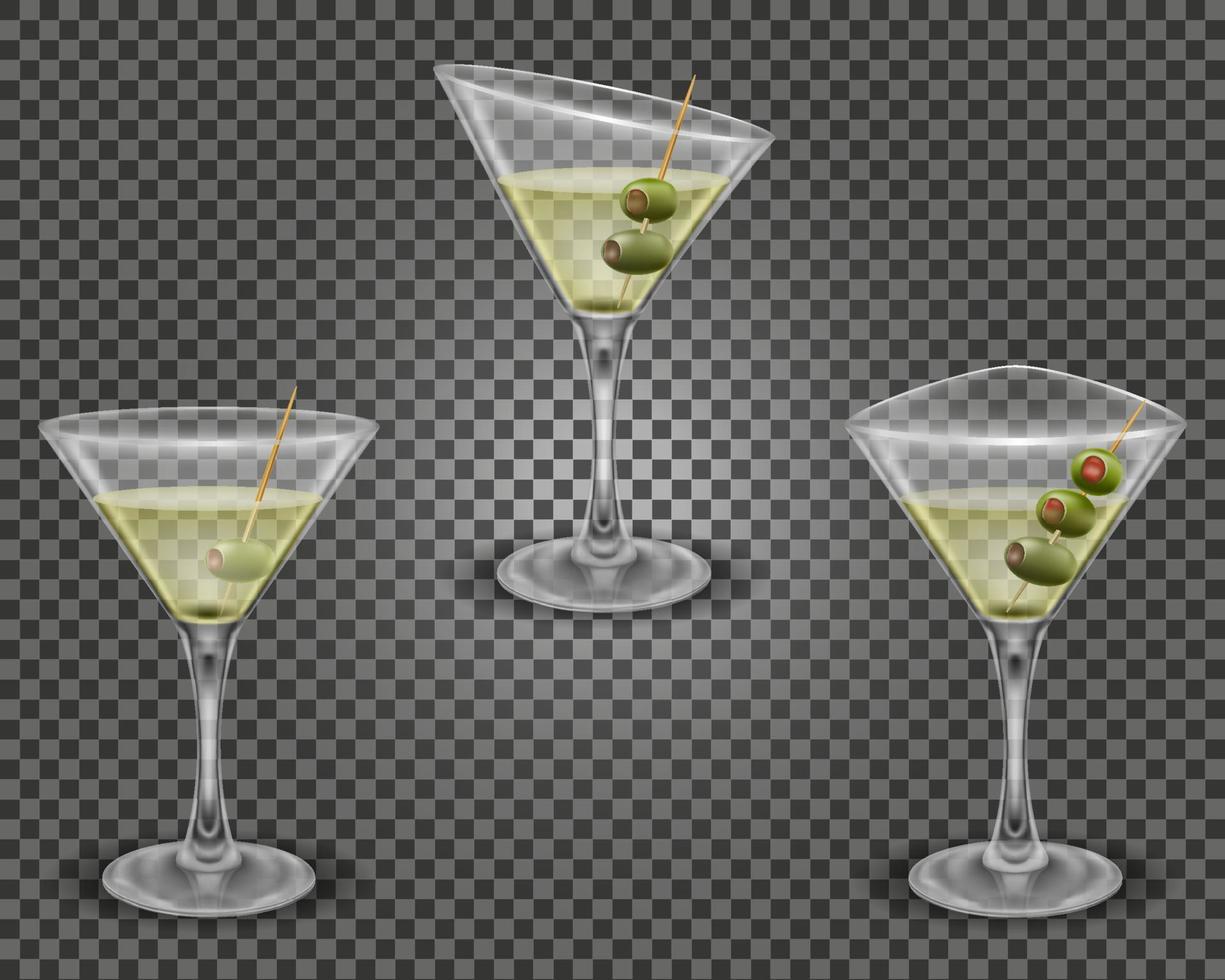 martini cocktail alcoholic drink glass vector illustration isolated on white background