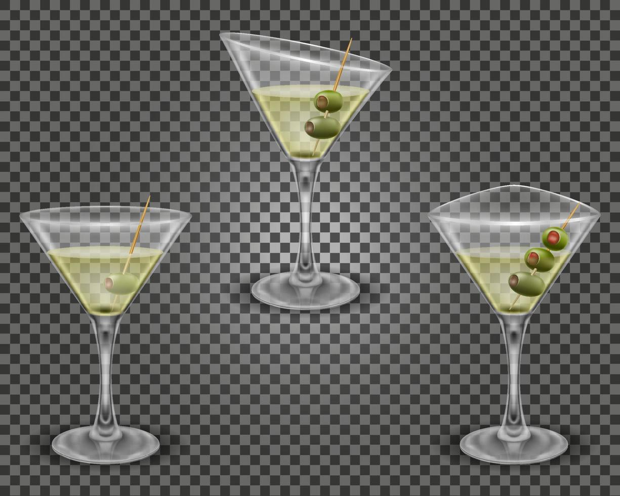 martini cóctel alcohólico bebida vaso vector ilustración aislado en blanco antecedentes