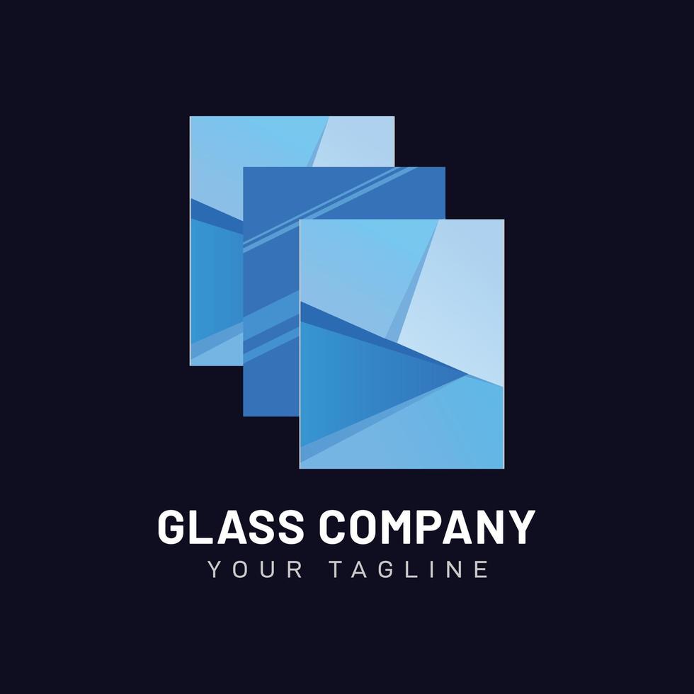 Glass company flat logo design vector template.