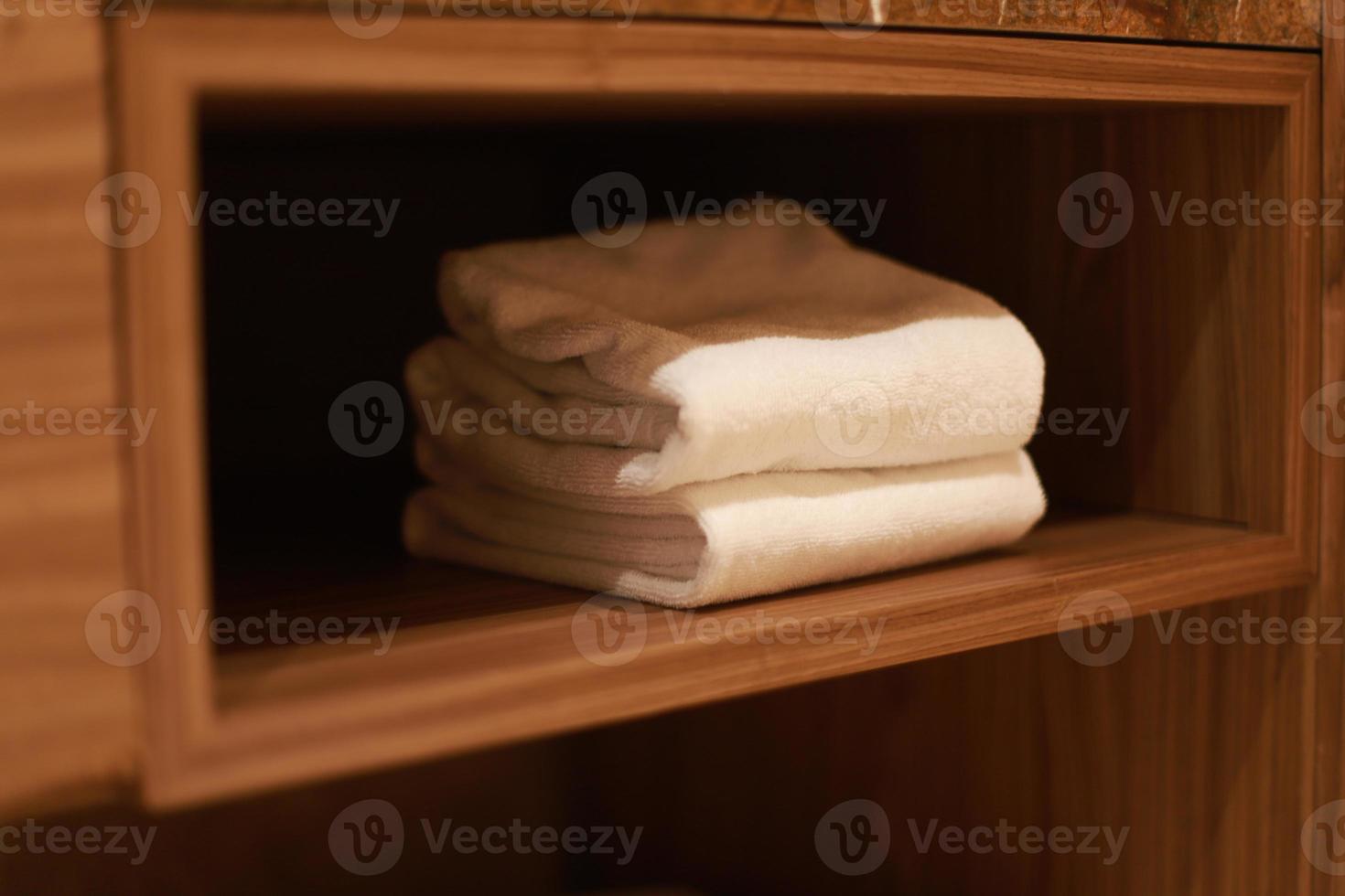 Stack of towels in the bathroom photo