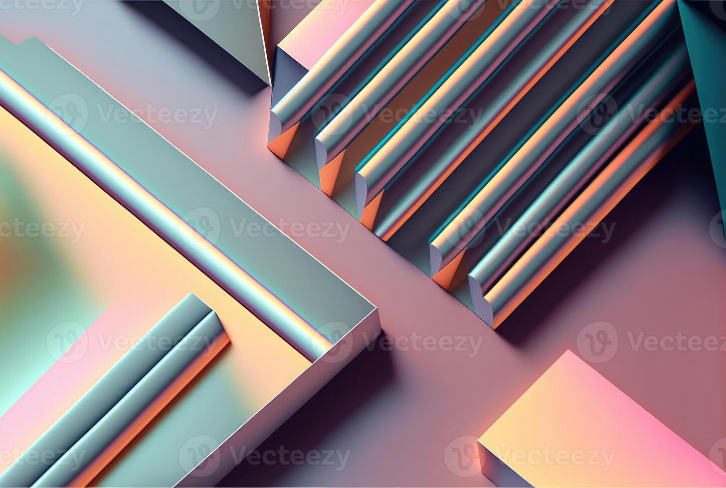 Holographic pastel geometric abstract background. photo