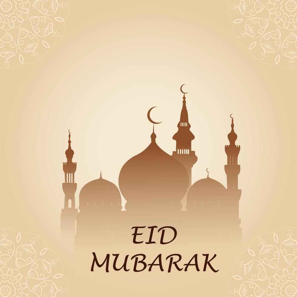 Modern-style Eid Mubarak greeting cards with social media design, Eid Mubarak Vector, moon, mosque vector