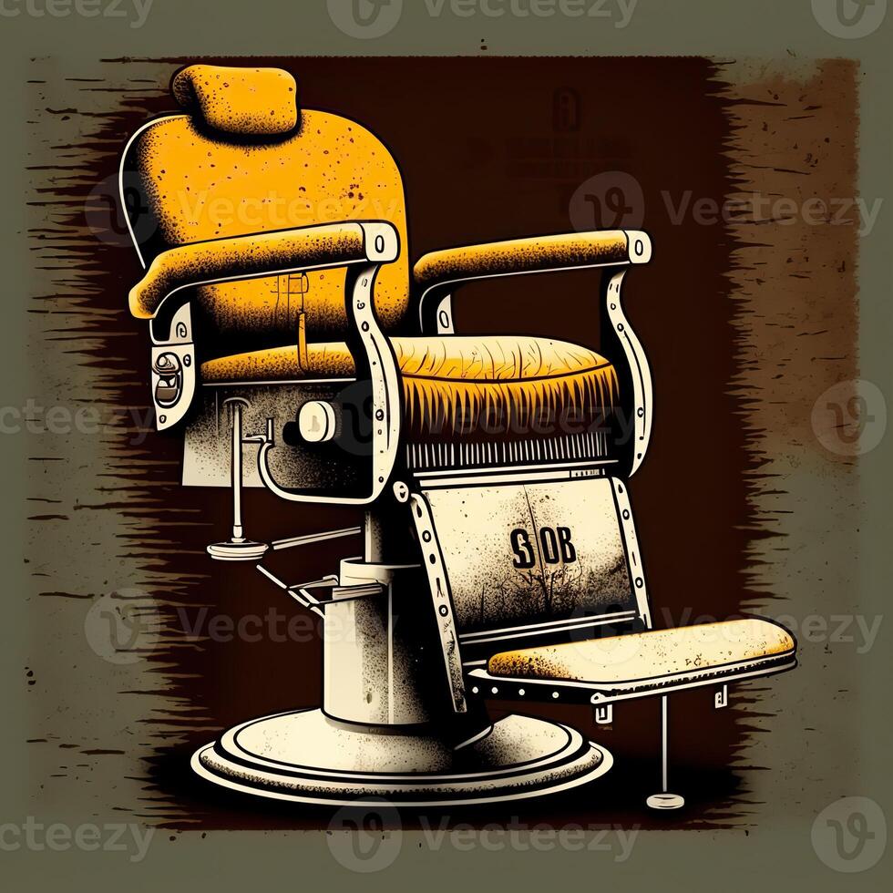 . . Retro Vintage Barbershop chair. Can be used for shop decoration. Graphic Art Illustration. photo
