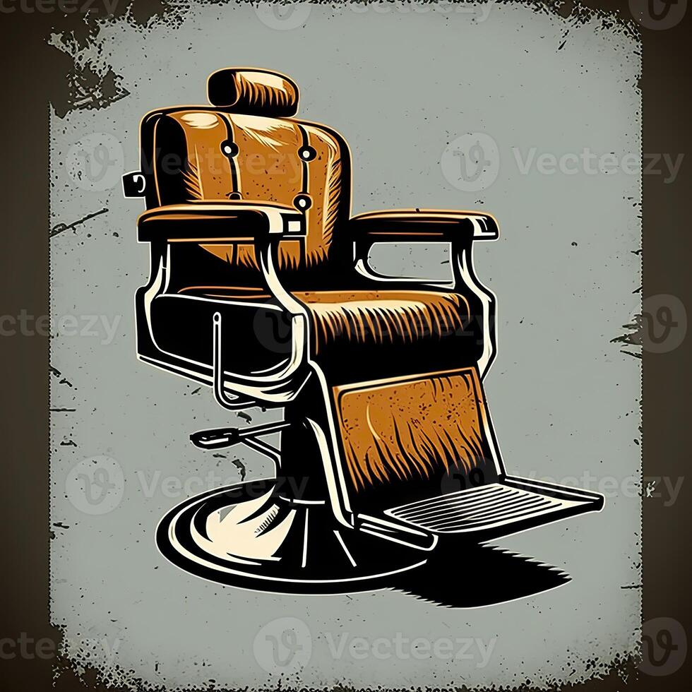 . . Retro Vintage Barbershop chair. Can be used for shop decoration. Graphic Art Illustration. photo