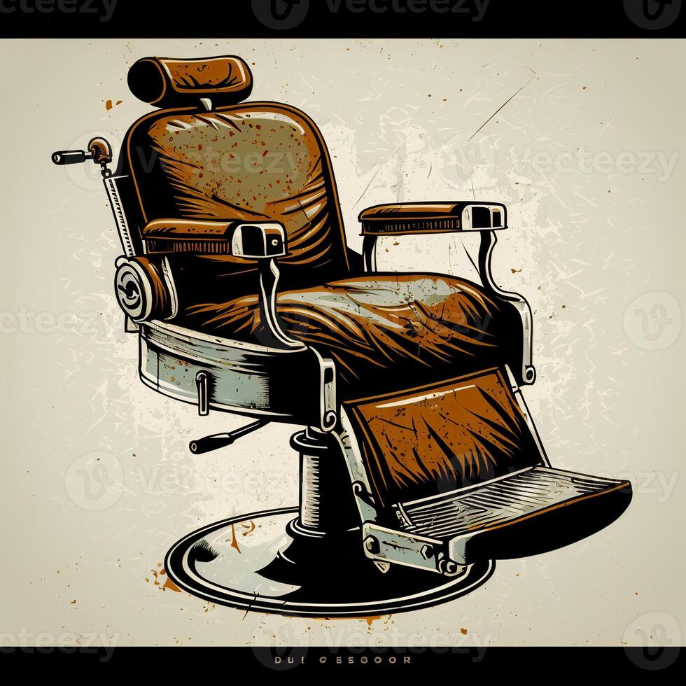 . . Retro Vintage Barbershop chair. Can be used for shop decoration. Graphic Art Illustration. photo