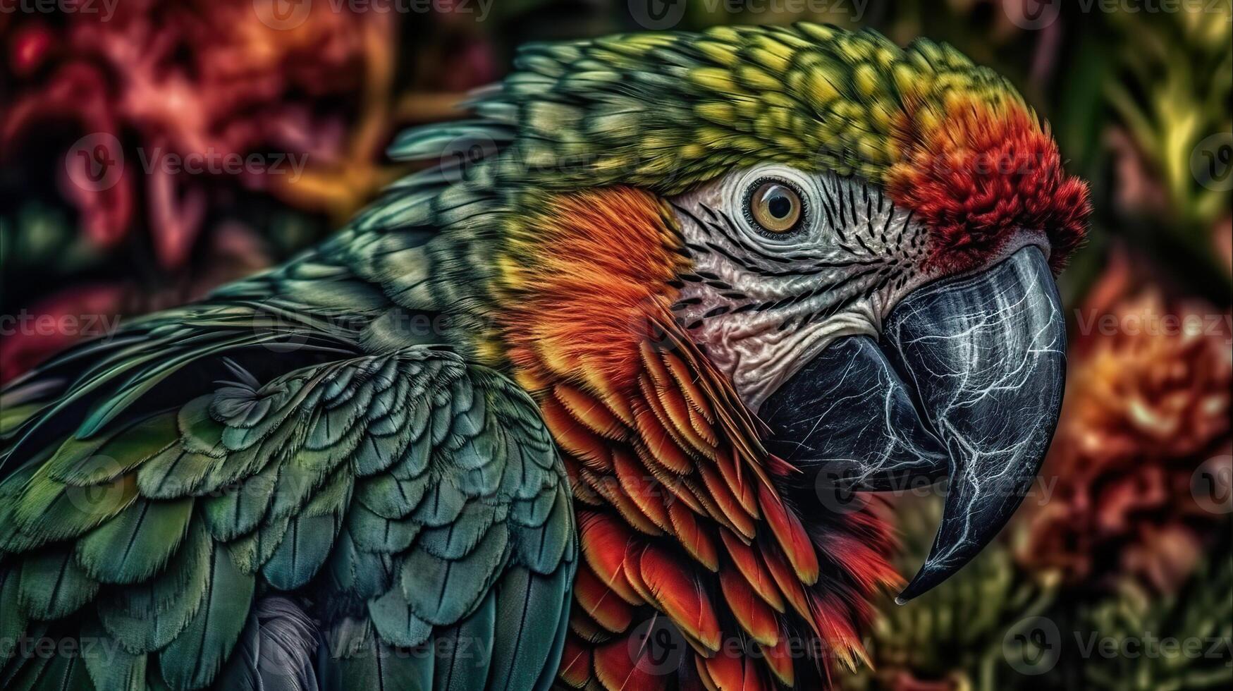 . . Realistic Parrot bird. Can be used for decoration. Graphic Art Illustration. photo