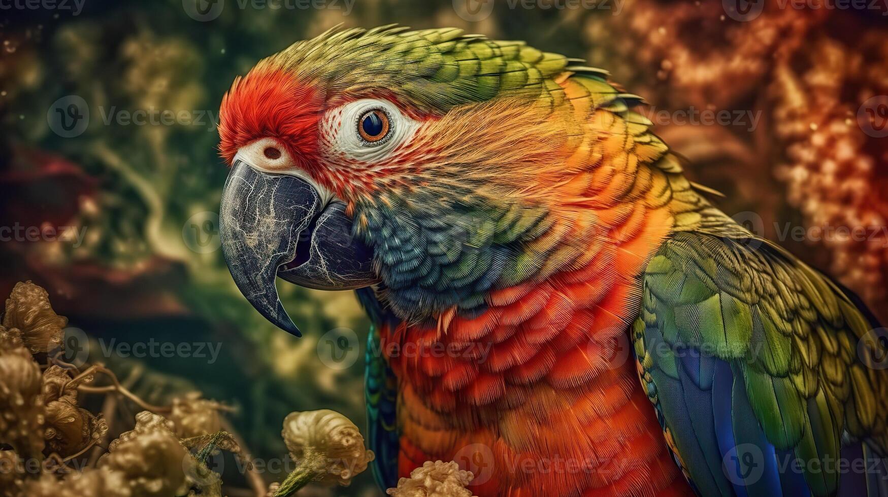 . . Realistic Parrot bird. Can be used for decoration. Graphic Art Illustration. photo