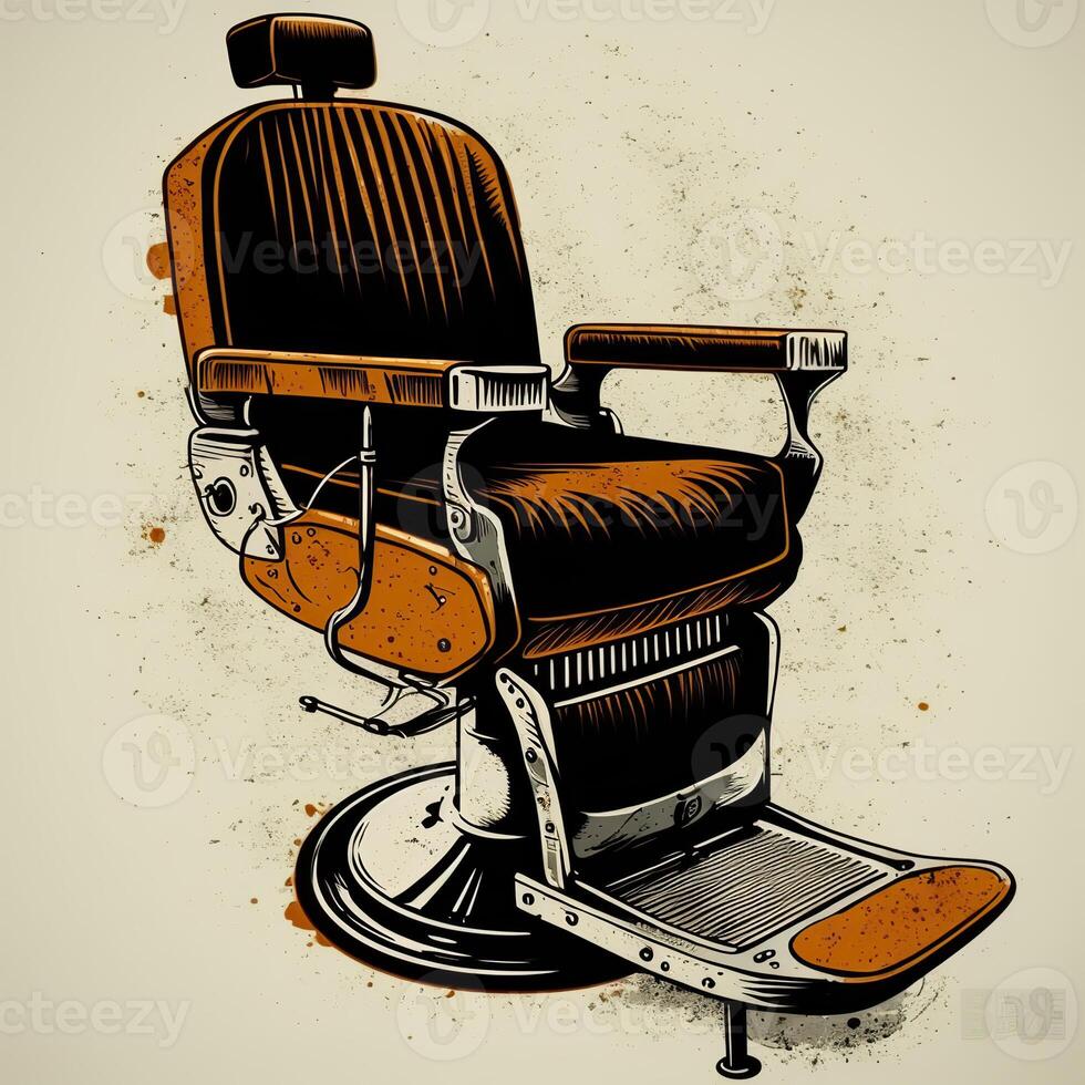 . . Retro Vintage Barbershop chair. Can be used for shop decoration. Graphic Art Illustration. photo