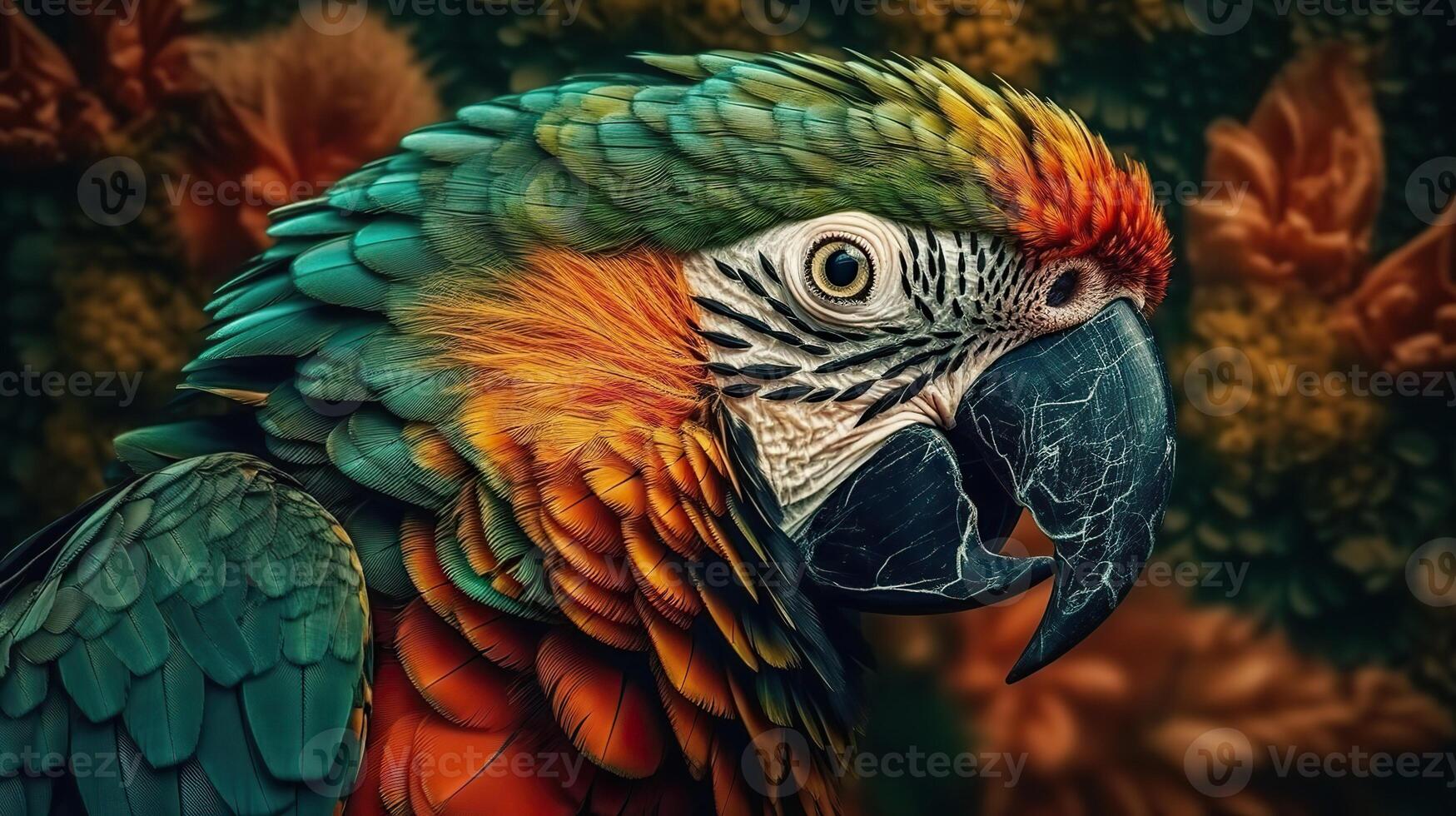 . . Realistic Parrot bird. Can be used for decoration. Graphic Art Illustration. photo