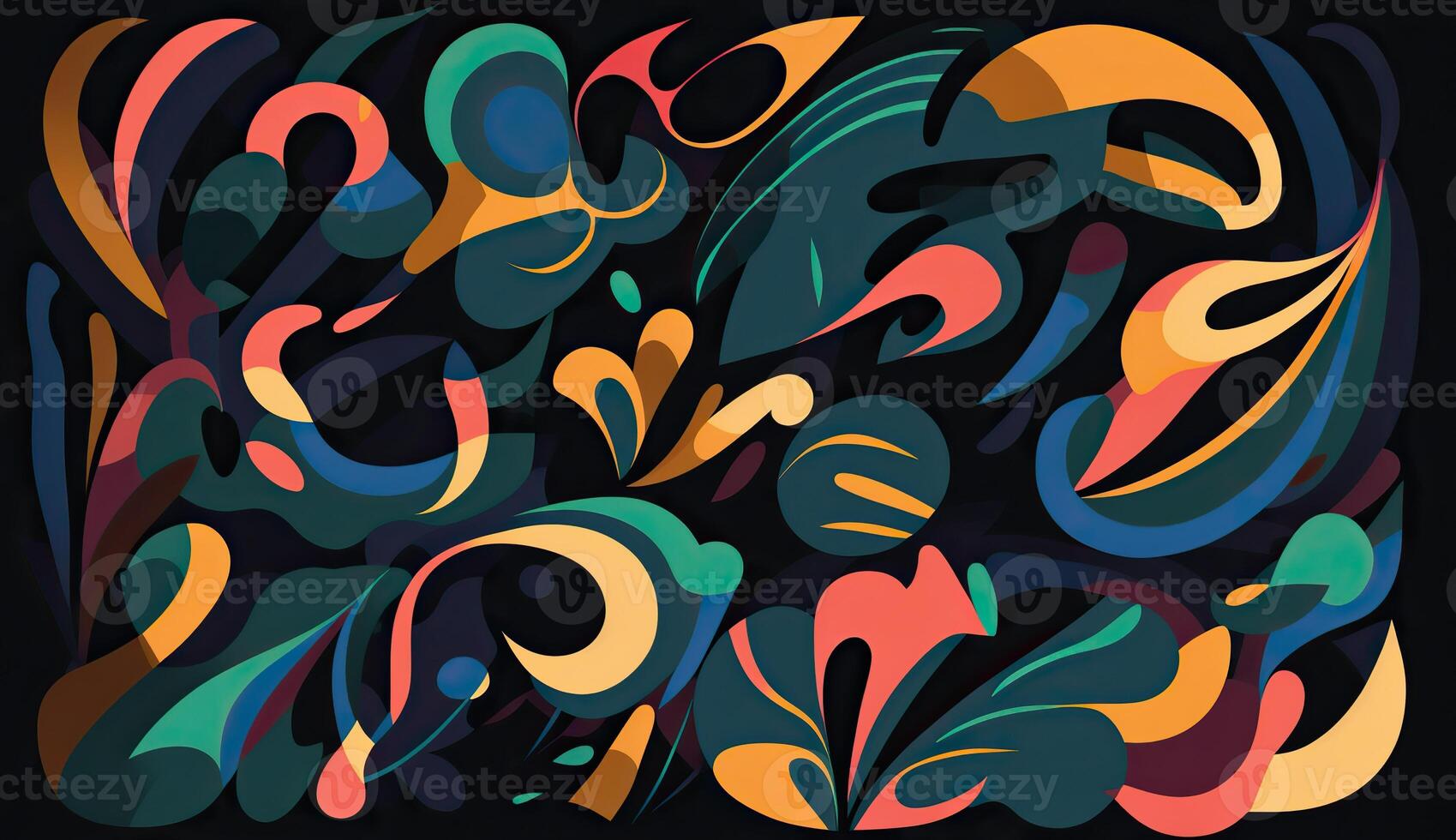 . . Abstract flower botanical art pattern wallaper. Inspired by Henri Matisse Can be used for poster or decoration. Graphic Illustration. photo