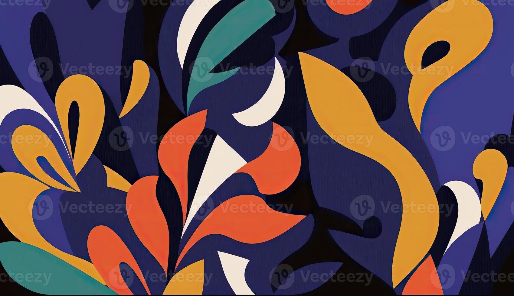 . . Abstract flower botanical art pattern wallaper. Inspired by Henri Matisse Can be used for poster or decoration. Graphic Illustration. photo