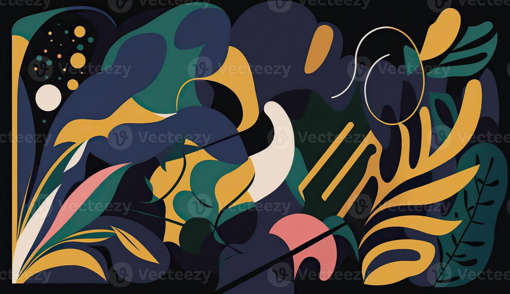 . . Abstract flower botanical art pattern wallaper. Inspired by Henri Matisse Can be used for poster or decoration. Graphic Illustration. photo