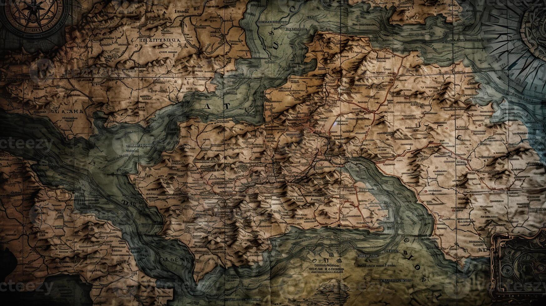 . . Old vintage retro map fantasy inspiration. Can be used for decor background. Graphic Art photo