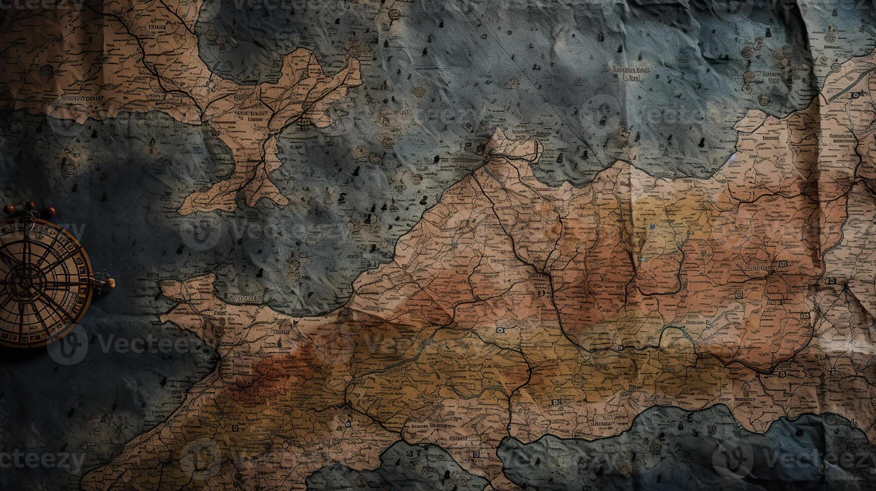 . . Old vintage retro map fantasy inspiration. Can be used for decor background. Graphic Art photo