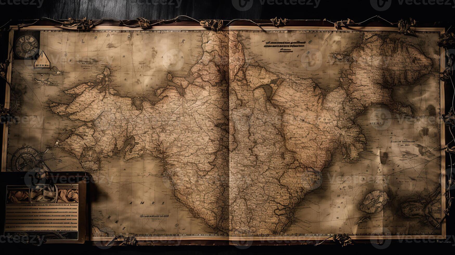 . . Old vintage retro map fantasy inspiration. Can be used for decor background. Graphic Art photo