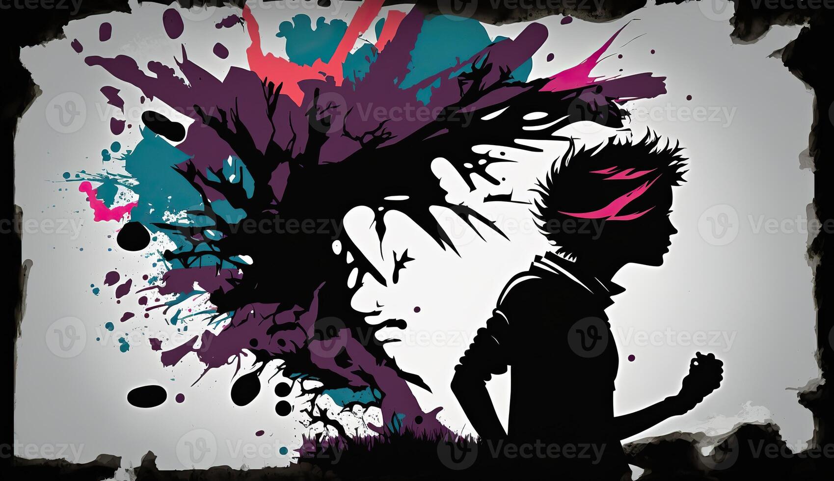 . . Street abstract graffiti art pattern. Psychology nind dreem. Inspired my Banksy street art. Graphic Art photo