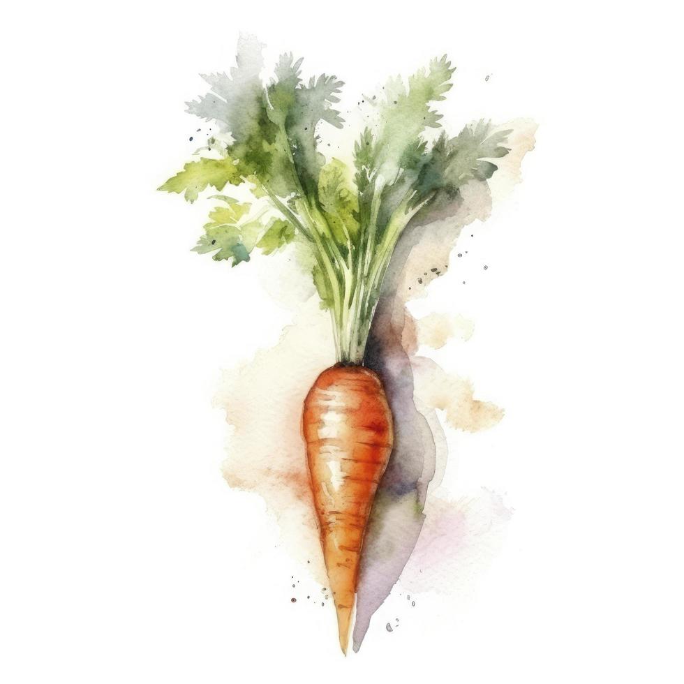 watercolor painting of an one carrot on white background, Generate Ai photo