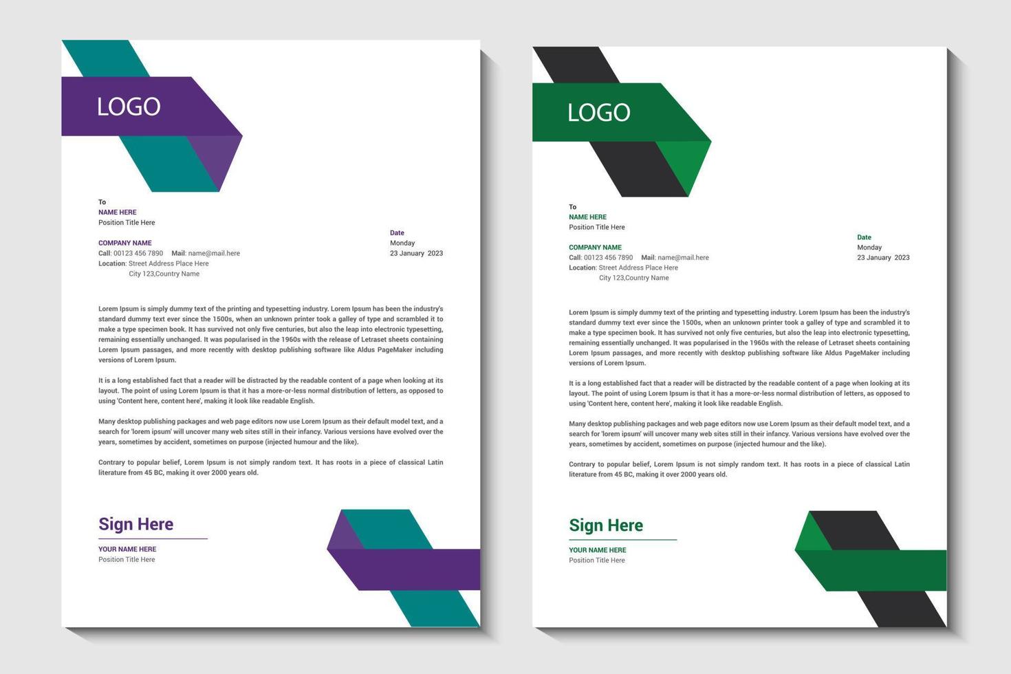 Professional a4 business letterhead design vector