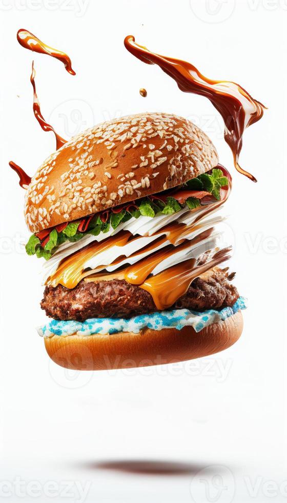 caliente y Fresco sabroso delicioso A la parrilla hamburguesa. foto