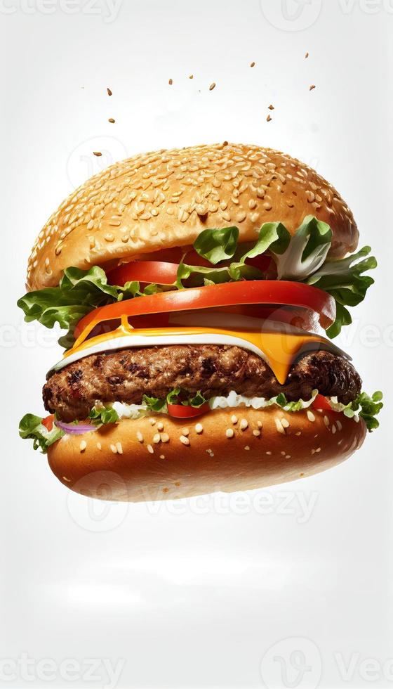 Hot and Fresh tasty delicious grilled hamburger. photo