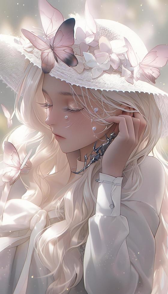 female is shown in an intelligently stylized fashion photograph, fashionable headwear, inspired by a top model, intelligent use of composition, generat ai photo