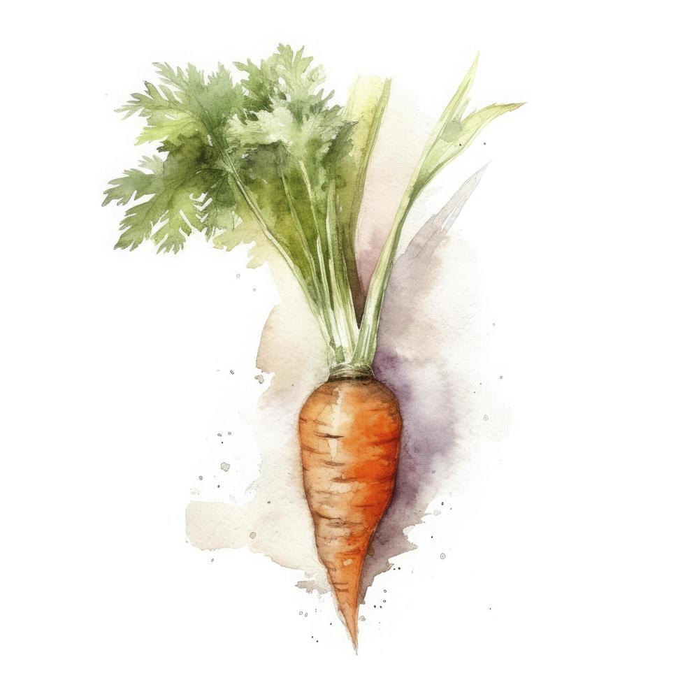 watercolor painting of an one carrot on white background, Generate Ai photo
