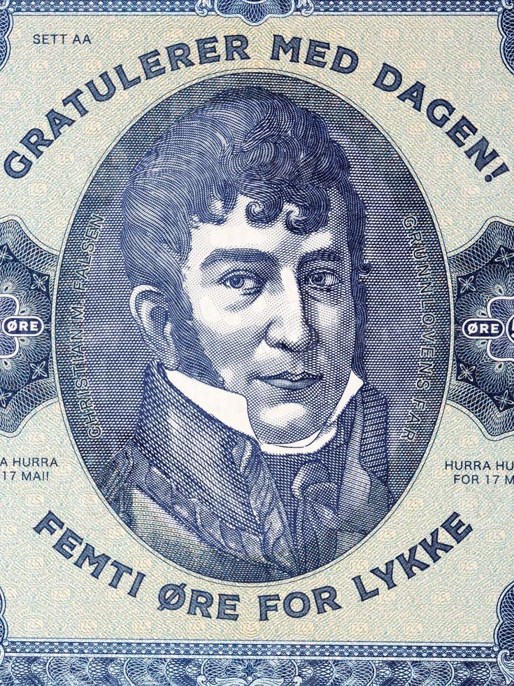 Christian Magnus Falsen a portrait from Norwegian money photo
