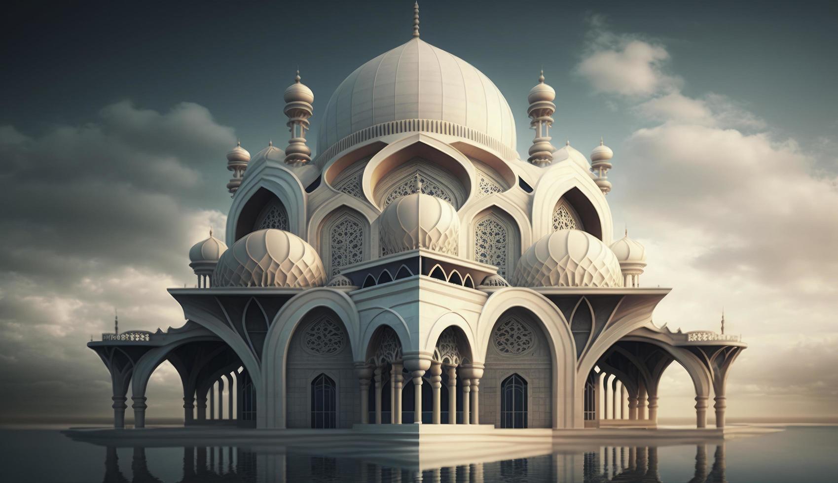 illustration of amazing architecture design of muslim mosque ramadan concept, , Generate Ai photo