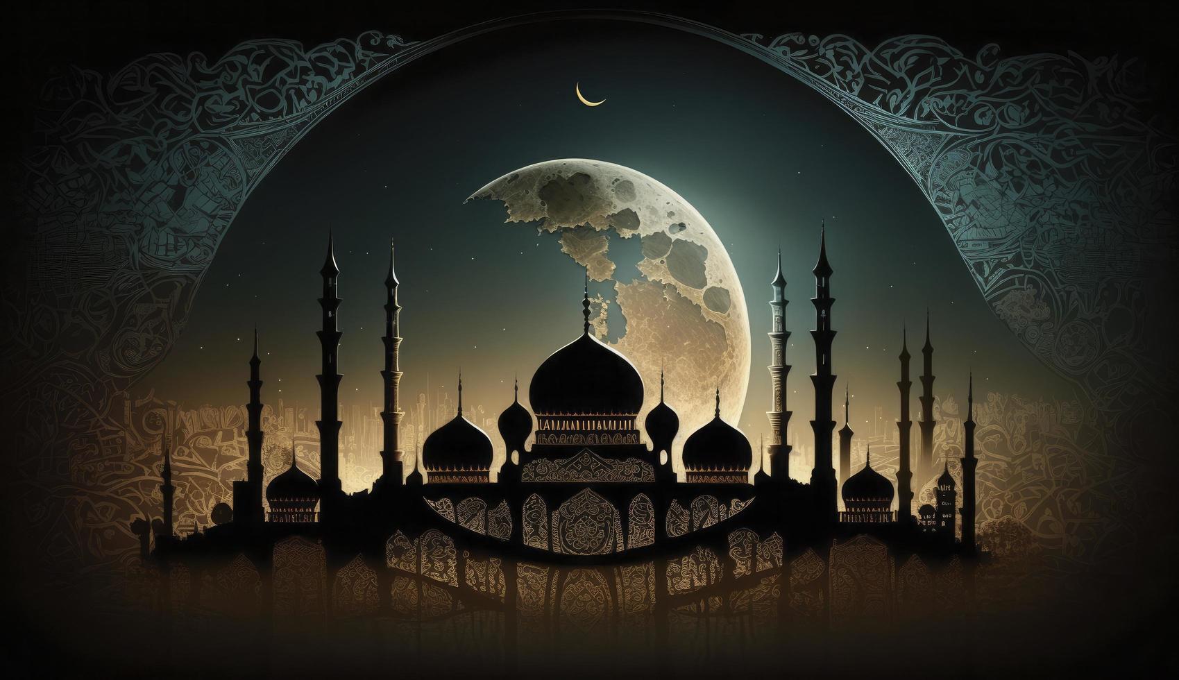 3d illustration of amazing architecture design of muslim mosque ramadan concept, illustration of amazing architecture design of muslim mosque ramadan concept, Generate Ai photo