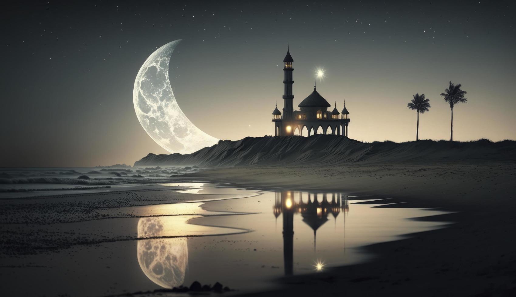 amazing architecture design of muslim mosque ramadan concept, illustration of amazing architecture design of muslim mosque ramadan concept, Generate Ai photo