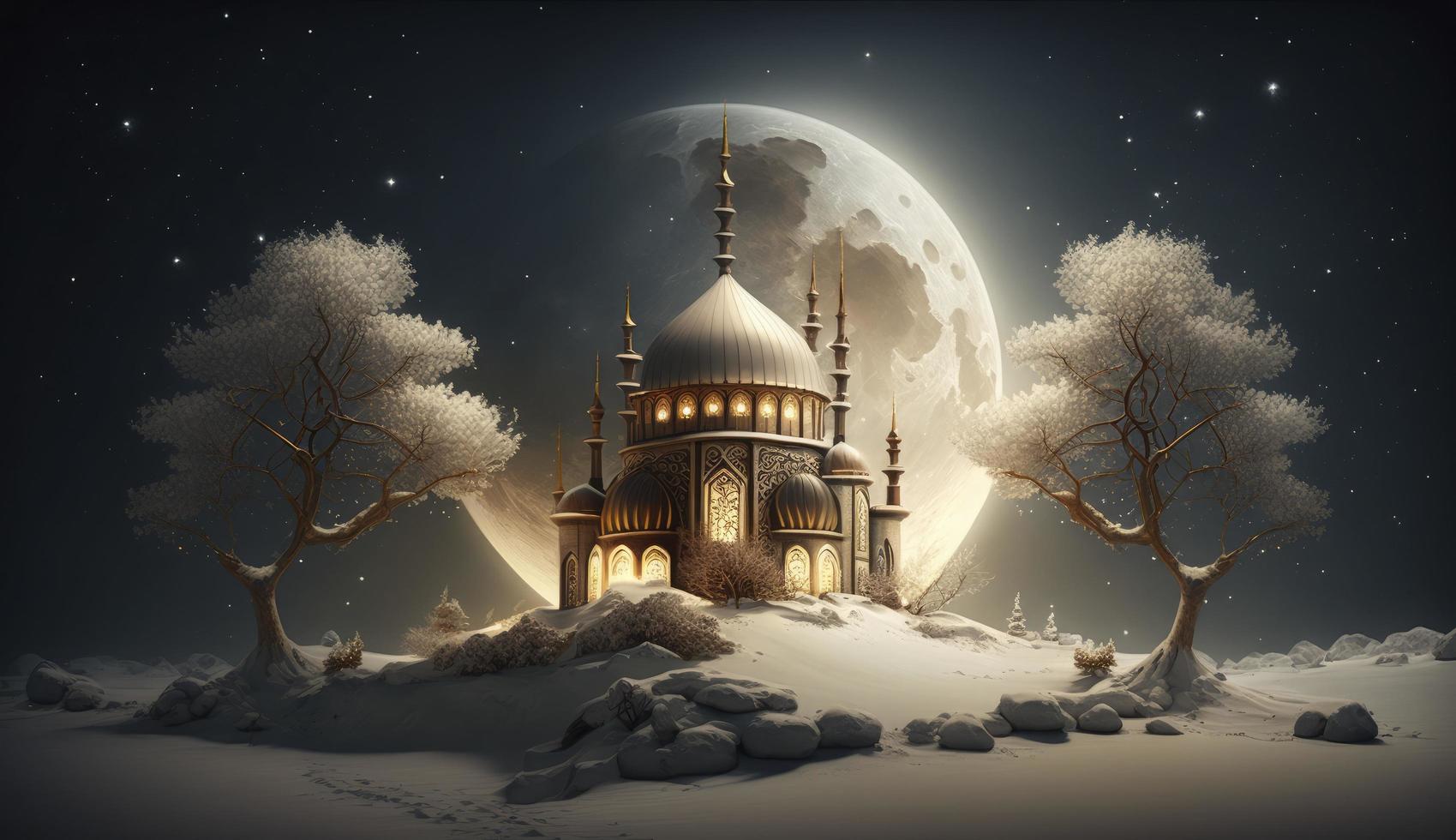 amazing architecture design of muslim mosque ramadan concept, illustration of amazing architecture design of muslim mosque ramadan concept, Generate Ai photo