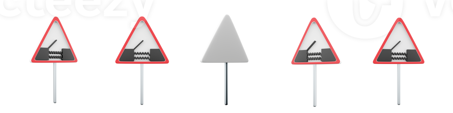 3d rendering drawbridge road sign different positions icon set. 3d render road sign icon set. Drawbridge. png