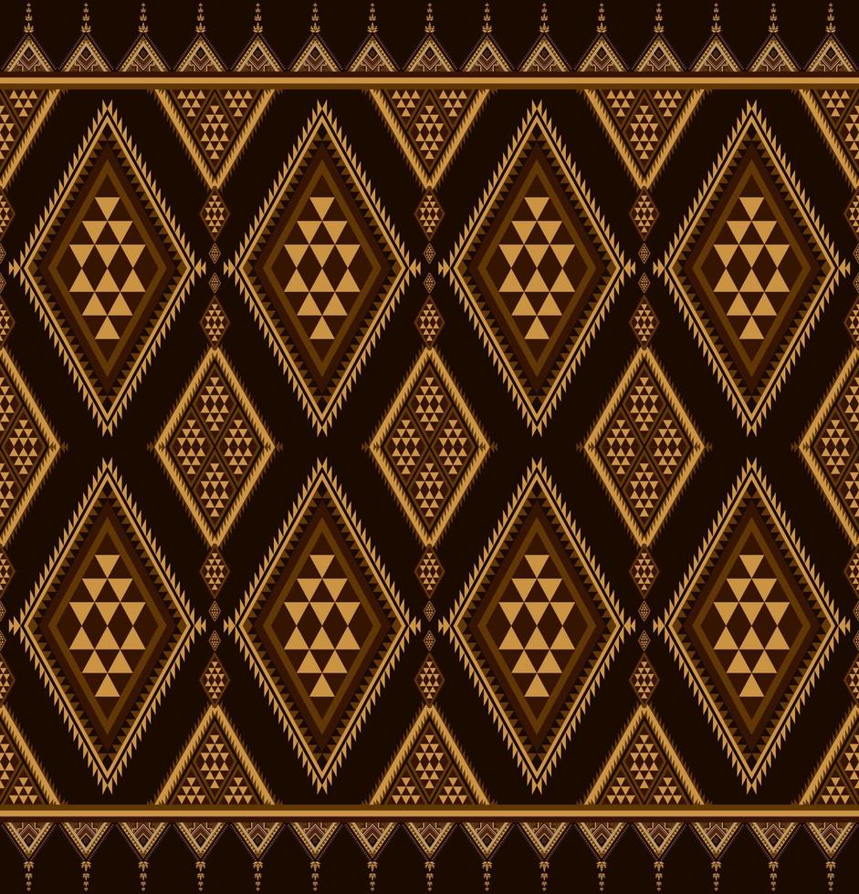 Ethnic folk geometric seamless pattern in dark brown tone in vector illustration design for fabric, mat, carpet, scarf, wrapping paper, tile and more