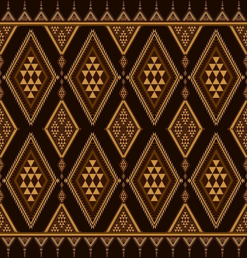 Ethnic folk geometric seamless pattern in dark brown tone in vector illustration design for fabric, mat, carpet, scarf, wrapping paper, tile and more