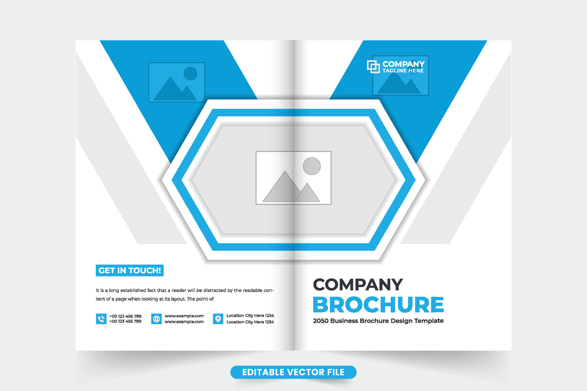 Company brochure cover design with blue and dark colors. Corporate Company brochure cover design with blue and dark colors. Corporate
