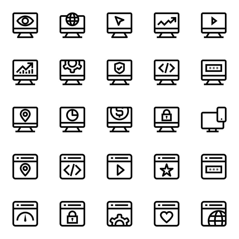 Outline icons for Seo and marketing. vector